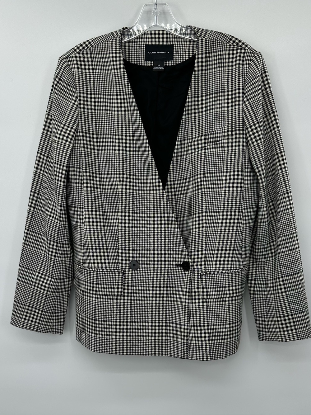 Club Monaco Black White plaid Blazer size 10